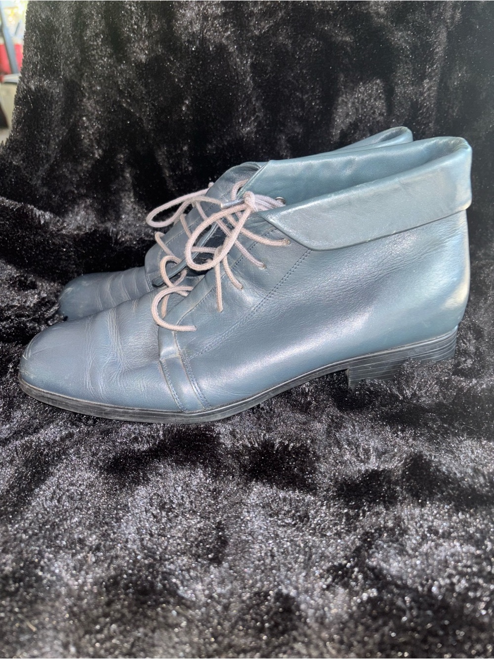 Vintage St. John's Bay Blue Leather Lace-Up Ankle Booties